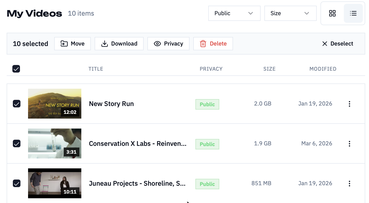 Bulk library actions